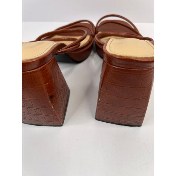 Shein Brown Size 9.5 (EU 40) Chunky Crocodile Pattern Platform Heels - Picture 7 of 10